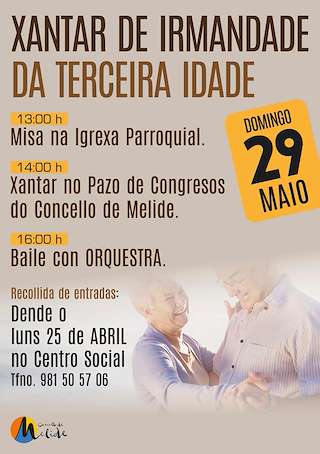 Fechas, información, programa, cartel, imágenes, mapa y ubicación de Xantar de Irmandade da Terceira Idade  en  Melide