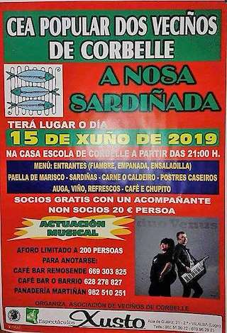 Fechas, información, programa, cartel, imágenes, mapa y ubicación de Xantar Popular dos Veciños de Corbelle (2024)  en  Vilalba